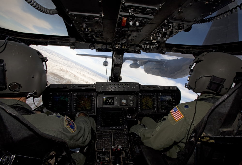 A CV-22 Osprey onducts aerial refueling with an HC-130 aircraft Canvas Art - HIGH-G ProductionsStocktrek Images (18 x 12)