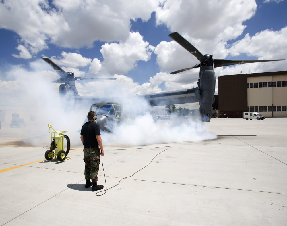 A CV-22 Osprey starts its engines at Kirtland Air Force Base Canvas Art - HIGH-G ProductionsStocktrek Images (16 x 13)