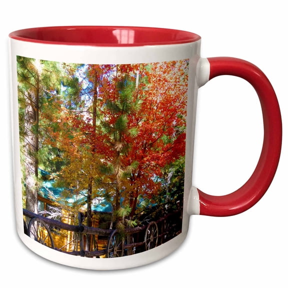 3drose, a Cabin in Seclusion in the Dixie National Forest of Utah in Fall, 11oz Two-tone Red Mug