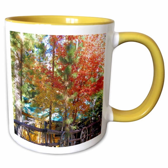 3drose, a Cabin in Seclusion in the Dixie National Forest of Utah in Fall, 11oz Two-tone Yellow Mug