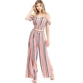 thumbnail image 1 of A. Calin Women's Juniors Nautical Crop Top Palazzo Pants Matching Separates Set (Medium, Pink), 1 of 3