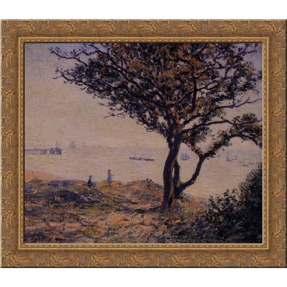 A Cardiff Shipping Lane 24x20 Gold Ornate Wood Framed Canvas Art by Alfred Sisley