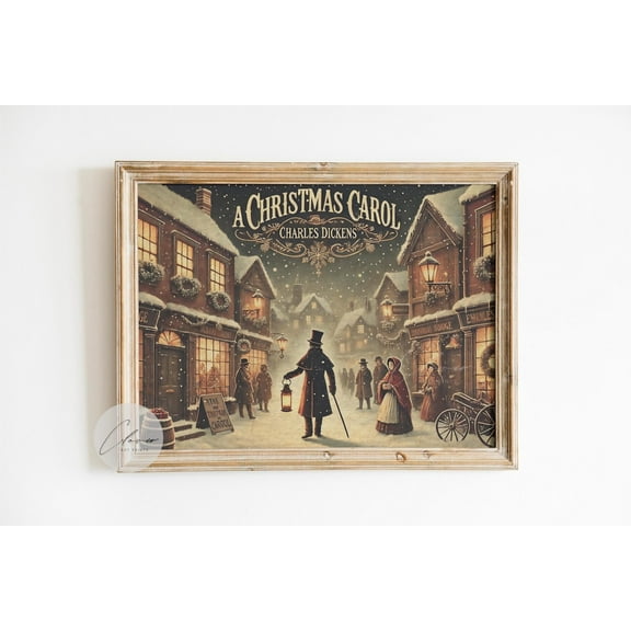 A Carol Wall Art Charles Dickens Vintage Book Cover Poster Victorian Decor Classicartwork, Unframed Canvas Size 8x12