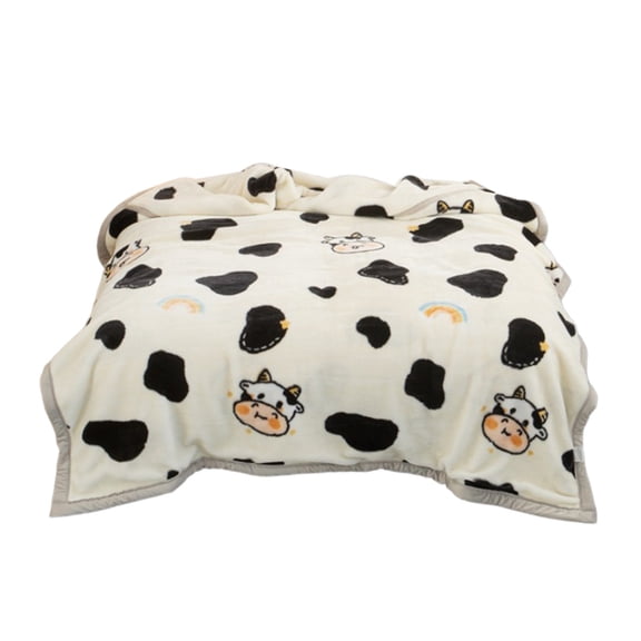 A Cartoon And Geometric Prints Double-Layered Raschel Blanket Thick Warm Polyester Bedding For Bed Sofa And Relaxation Areas