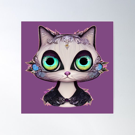 A Cat For A Goth Princess Poster Wall Art, Modern Wall Decor For Living Room Bedroom, 24x24 UNFRAMED