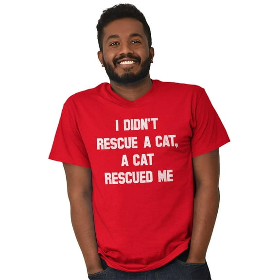 A Cat Rescued Me Adopted Pet Lovers Men's Graphic T Shirt Tees Brisco Brands S