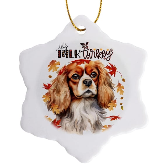 3drose, a Cavalier King Charles Cocker Spaniel for Thanksgiving Dog Lovers, 3 inch Snowflake Porcelain Ornament