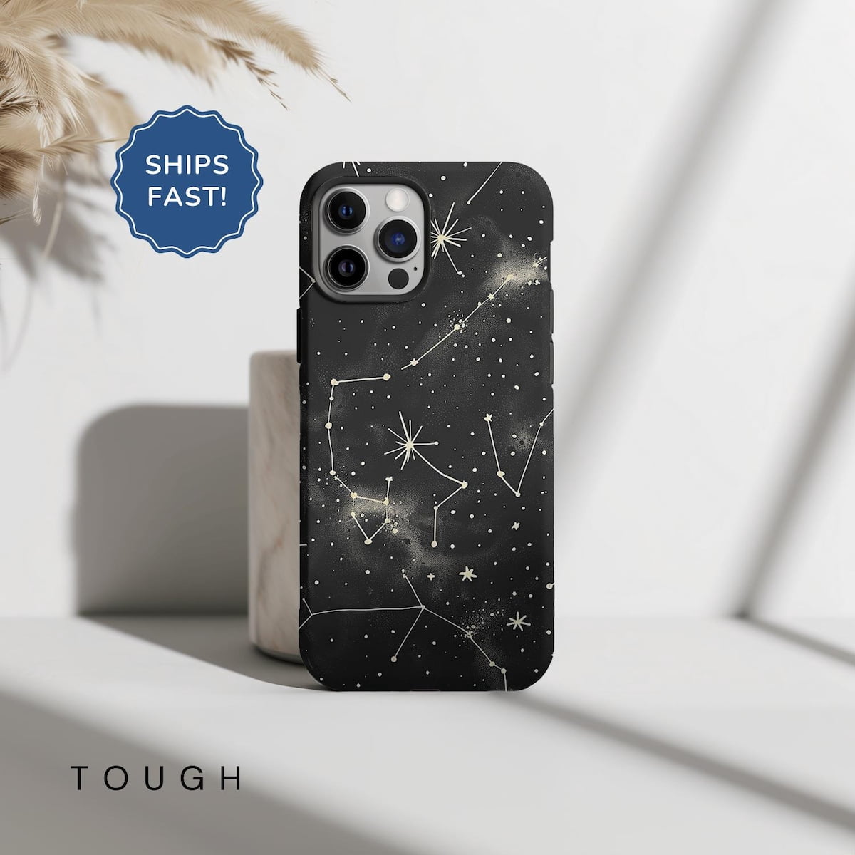 A Celestial Phone Case with a Star, Constellation, and Zodiac Design, a ...