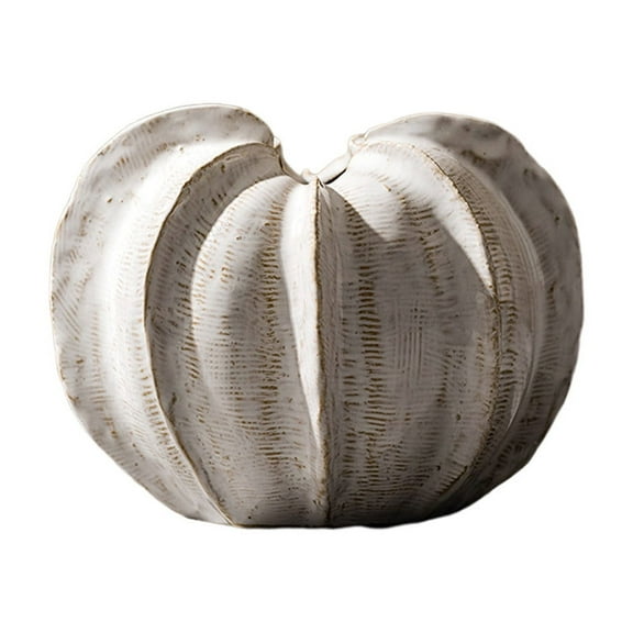 A Ceramic Vase Home Decorative Art Ornament Small Pumpkin Shape For Dried Flowers Display Modern Farmhouse Decor White Finish 5.9X4.4In 1.1Lb
