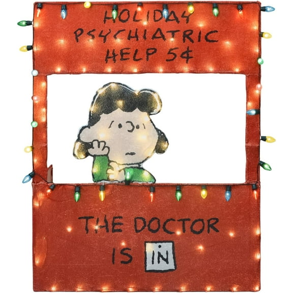 "A Charlie Brown Christmas" 2D Lucy Psychiatric Help Booth with Lights Outdoor Christmas Decoration