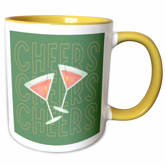 3drose, a Cheers with Glasses of Vodka Prints for Celebartions, 15oz Two-tone Yellow Mug