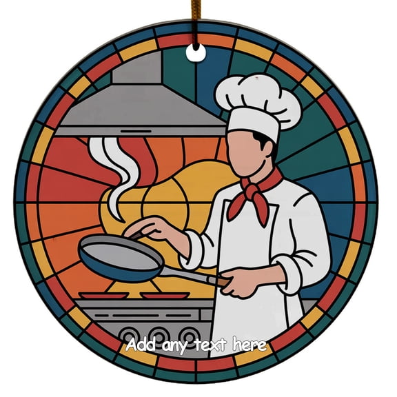 A Chef Holding a Pan Ornament Holiday Ornament Gift with Custom Text for Family, Friends, Man & Woman, Christmas 2025 Tree Keepsake