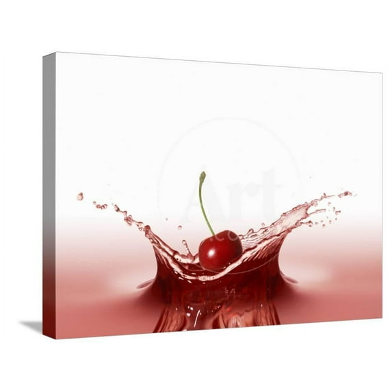 A Cherry Falling into Red Juice, Stretched Canvas Wall Art by Petr Gross Sold by ArtCom