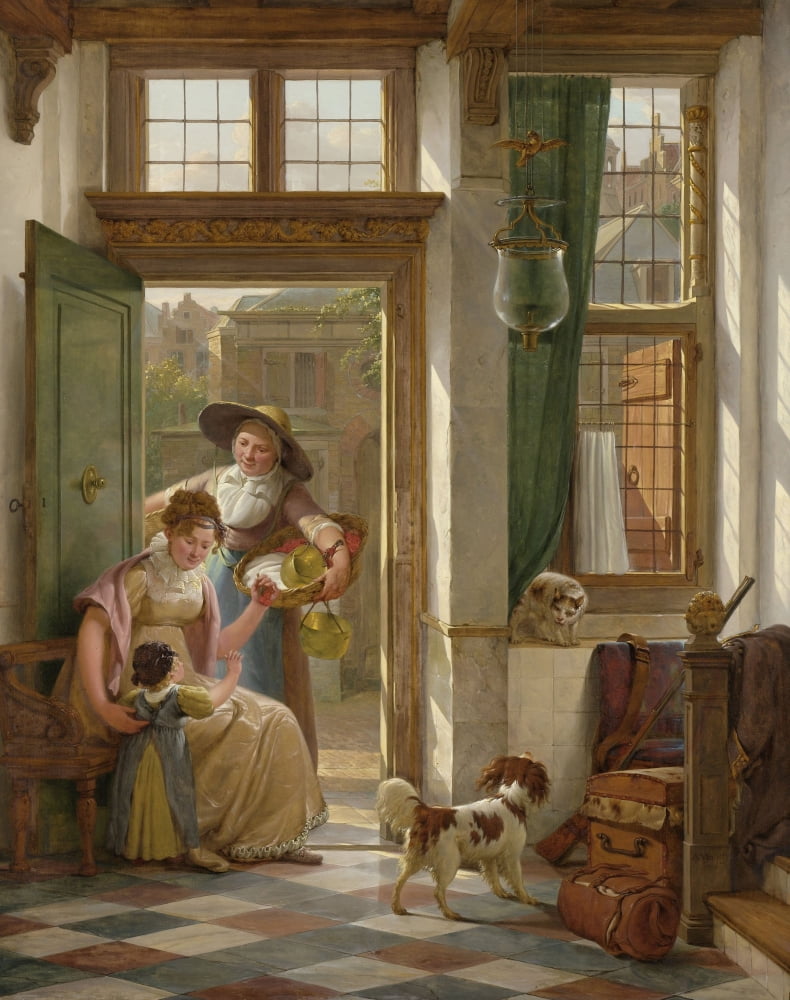 A Cherry Vendor At The Door Canvas Art - (18 x 24)