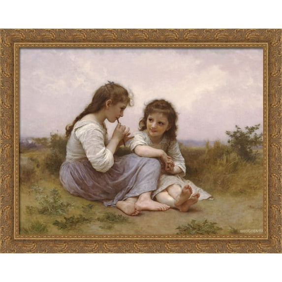 A Childhood Idyll 34x28 Large Gold Ornate Wood Framed Canvas Art by William-Adolphe Bouguereau