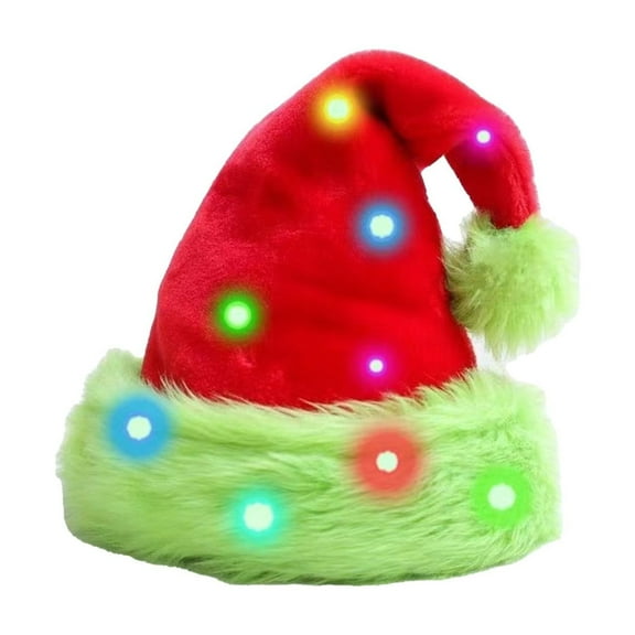 A Children Size Double Layer Santa Hat With Full Led Lights For Christmas Style A