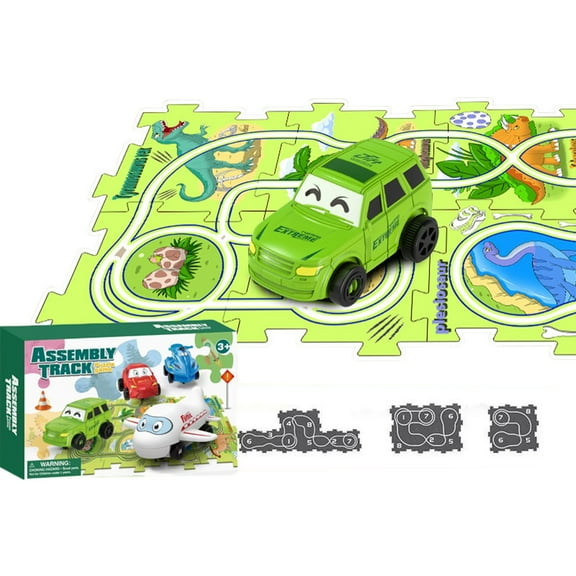 A Childrens Educational Track Car Puzzle Color A With 4 Tracks And 1 Car For Small Train Play With Plastic Material For Learning And Fun