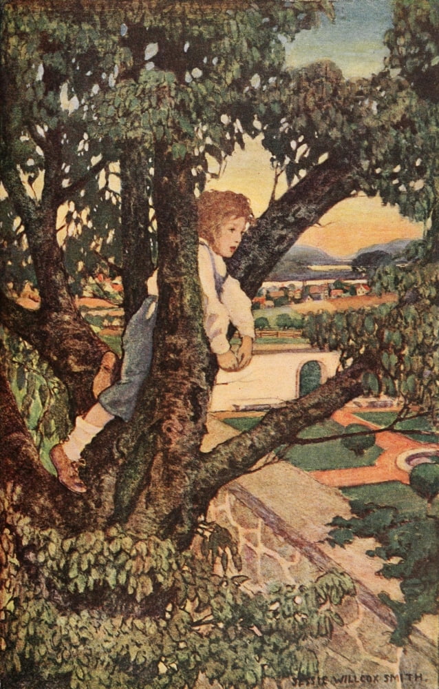 A Childs Garden of Verses 1905 View from the tree Canvas Art - Jessie Willcox Smith (24 x 36)