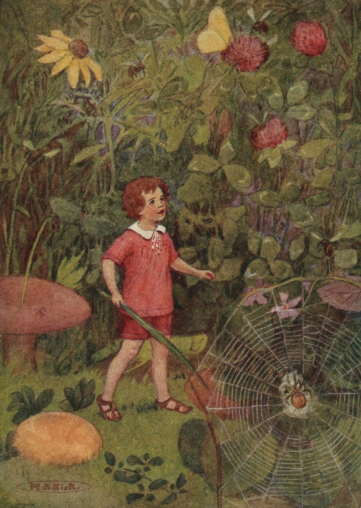 A Childs Garden of Verses 1919 Spiders web Canvas Art - Maria Kirk (24 x 36)