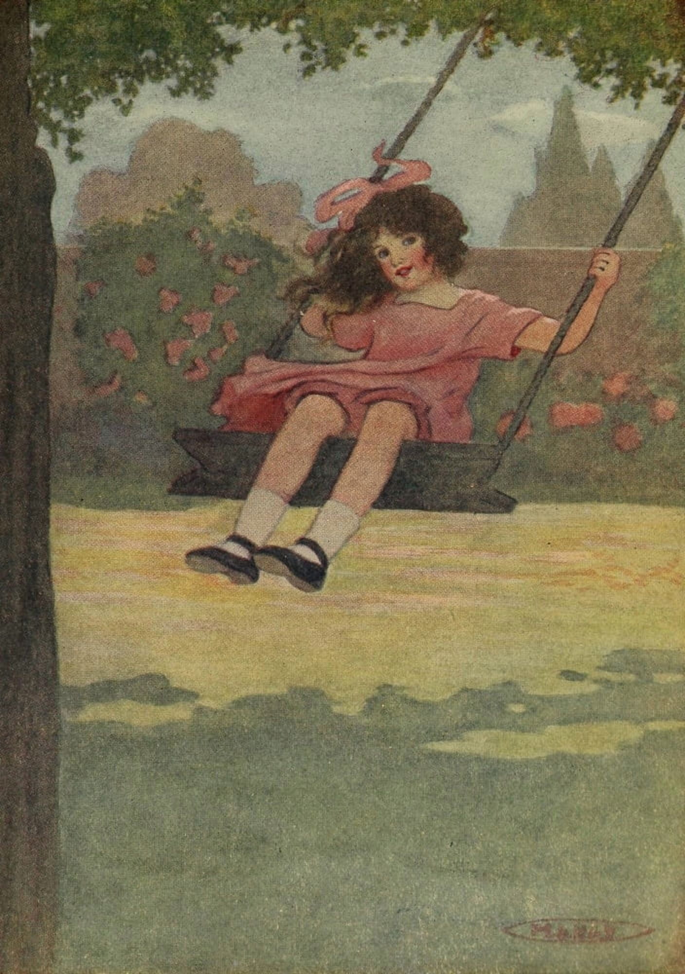 A Childs Garden of Verses 1919 Swing Canvas Art - Maria Kirk (24 x 36)
