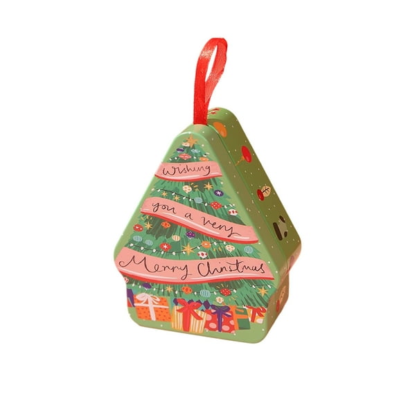 A Christmas Alien Iron Box Santa Claus Cookies Candy Storage Iron Box Gift Empty Box Metal Tin Container For Holiday Treats Style A