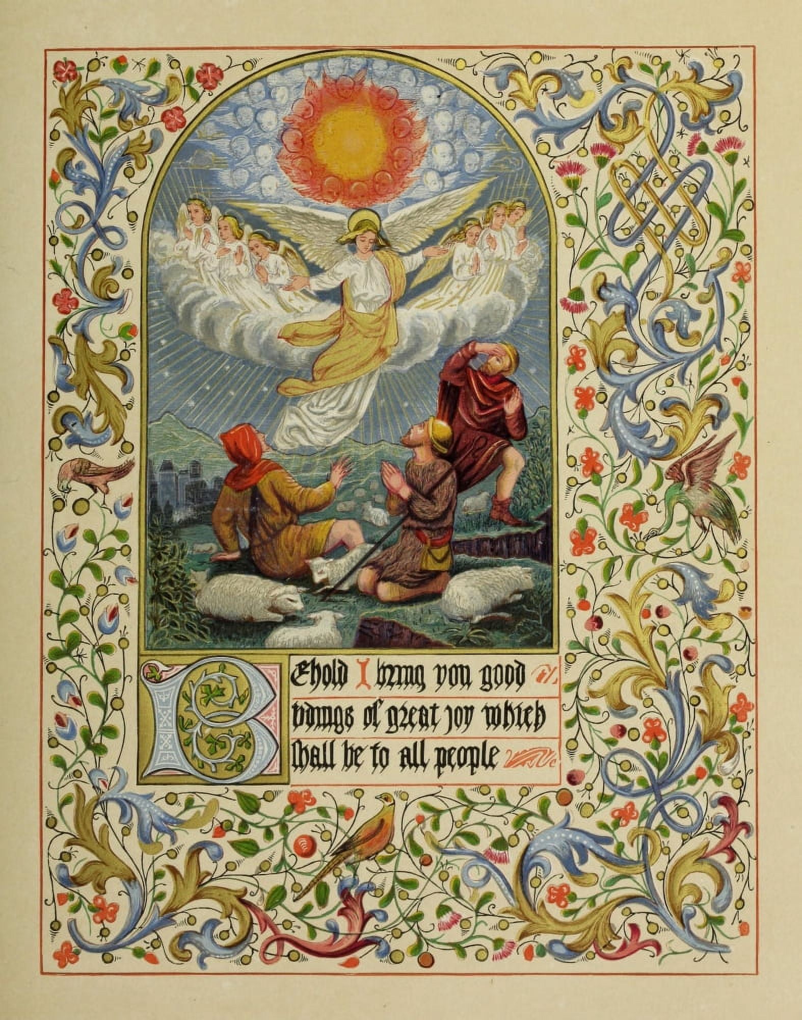 A Christmas Carol 1873 Angels & Shepherds Illuminated Canvas Art - A Trevor Crispin (18 x 24)