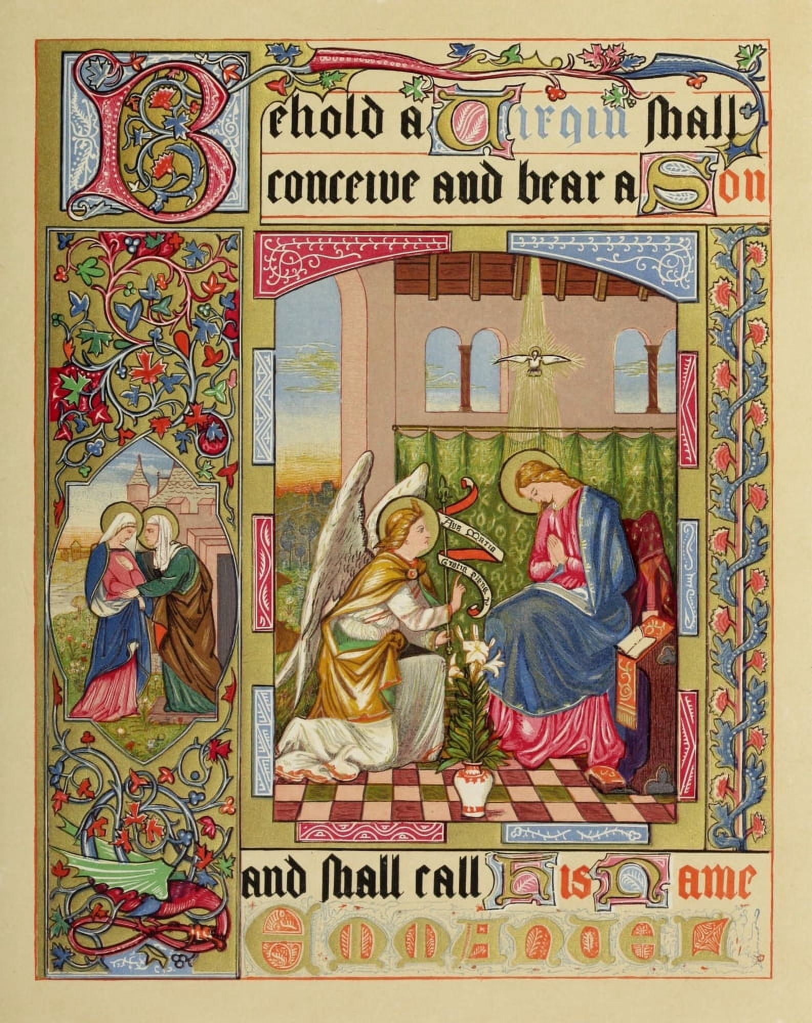 A Christmas Carol 1873 Behold a Virgin Illuminated Canvas Art - A Trevor Crispin (24 x 36)