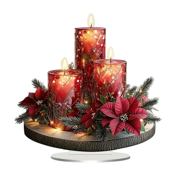 A Christmas Decoration Snowman Candles Reindeer Bells Pendant Acrylic Flat Christmas Ornament Car Rearview Mirror Pendant Style A