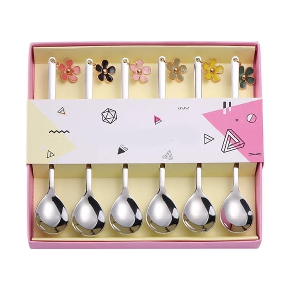 A Christmas Flowers Cutlery Set Stainless Steel Silver Spoon Coffee Spoon Fruit Fork Dessert Spoon Gift Set