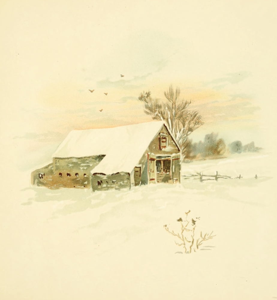 A Christmas Morning 1890 Snowy Barn Canvas Art - Louis K Harlow (24 x 36)