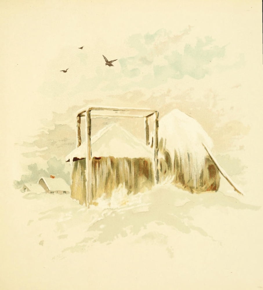 A Christmas Morning 1890 Snowy Haystack Canvas Art - Louis K Harlow (18 x 24)