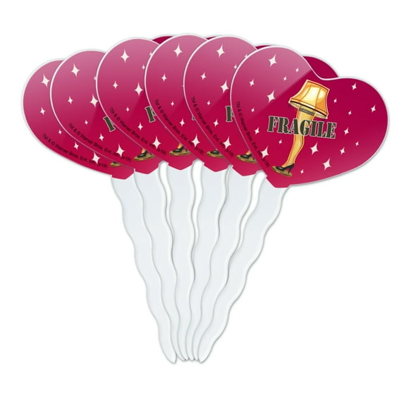 A Christmas Story Fragile Heart Love Cupcake Picks Toppers Decoration Set of 6