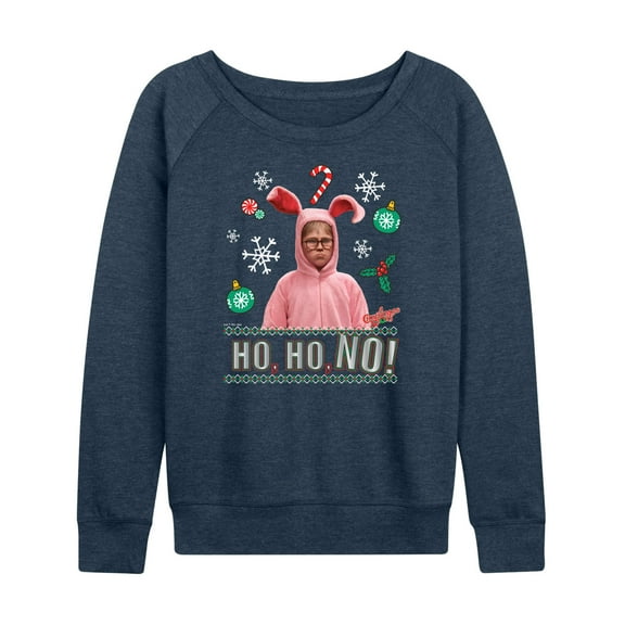 A Christmas Story - Ho Ho No Pink Bunny Suit  - Women's Lightweight French Terry Long Sleeve Shirt