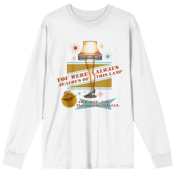A Christmas Story Leg Lamp Men's White Long Sleeve Shirt-M