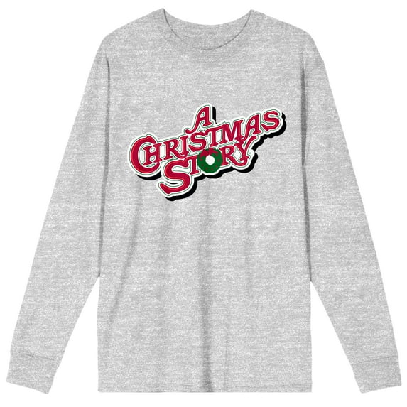 A Christmas Story Logo Men's Heather Grey Long Sleeve Shirt-M