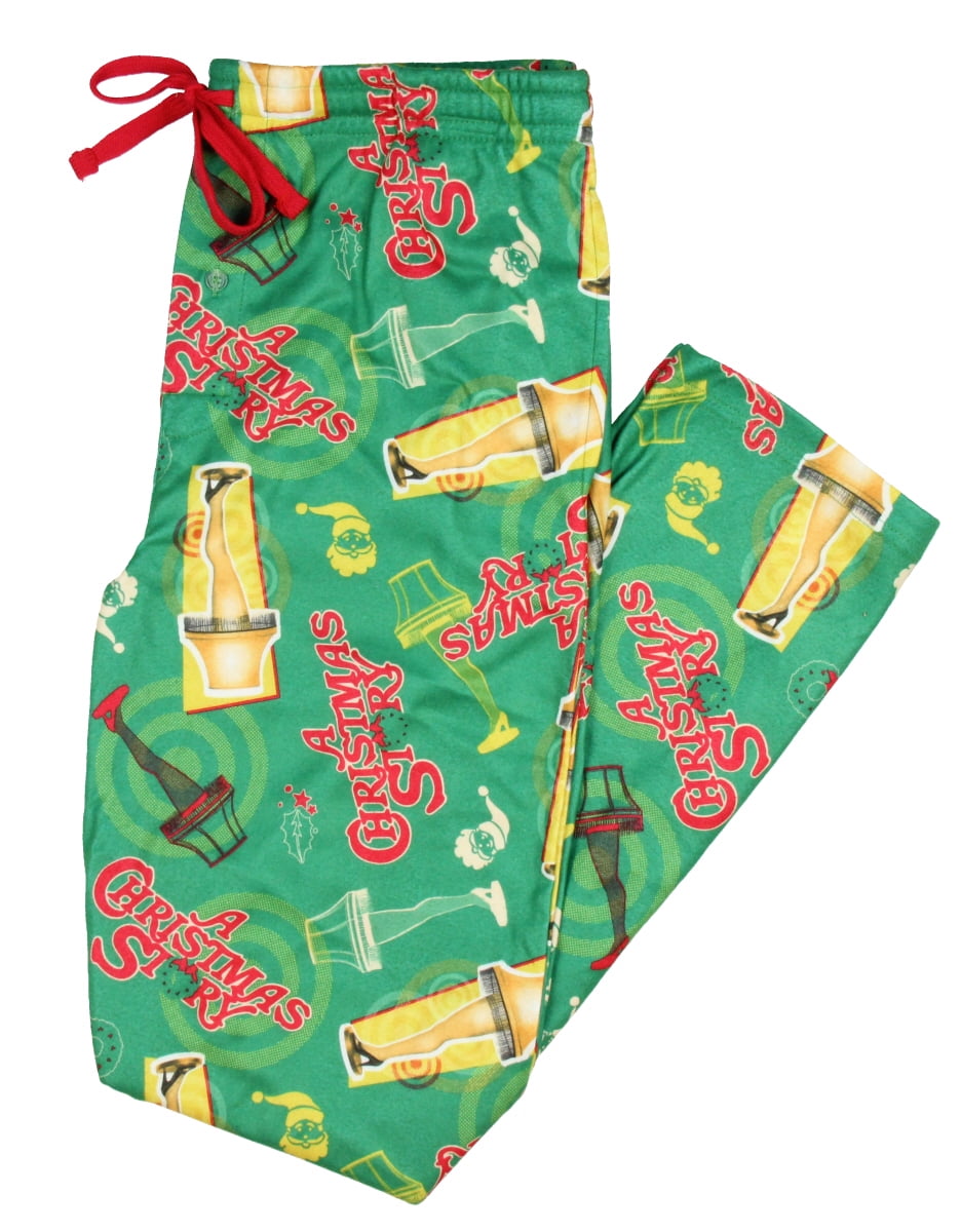 A Christmas Story Mens Green Leg Lamp Flannel Sleep Pants Pajama Bottoms S