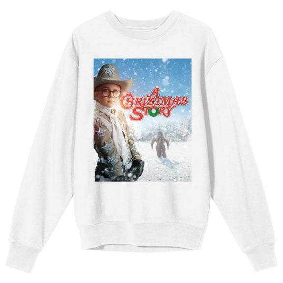 A Christmas Story Movie Poster Women's White Long Sleeve Sweatshirt-Medium