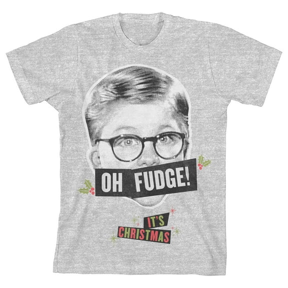 A Christmas Story Oh Fudge! Boy's Heather Grey T-shirt-Medium