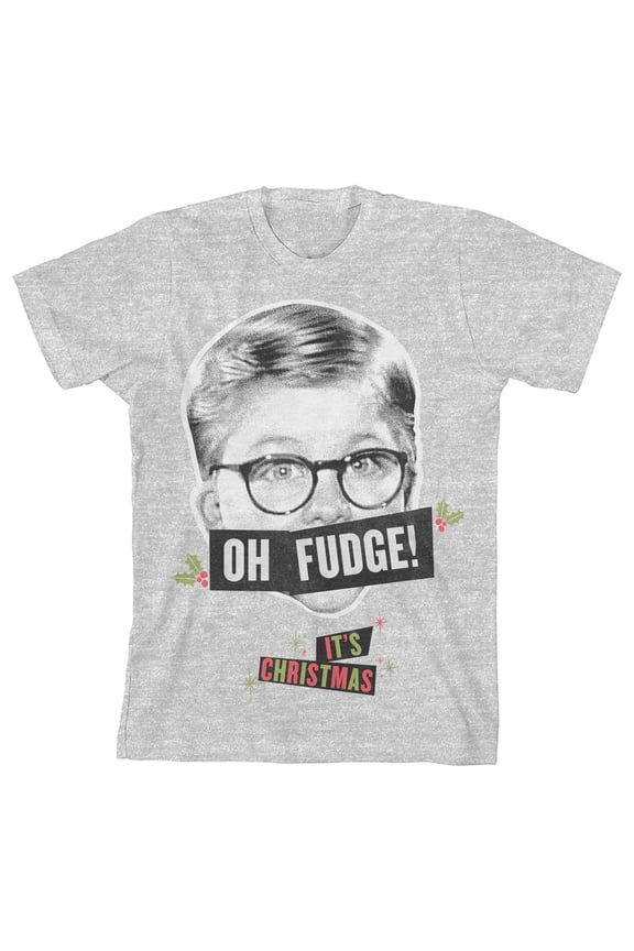A Christmas Story Oh Fudge! Boy's Heather Grey T-shirt-Small