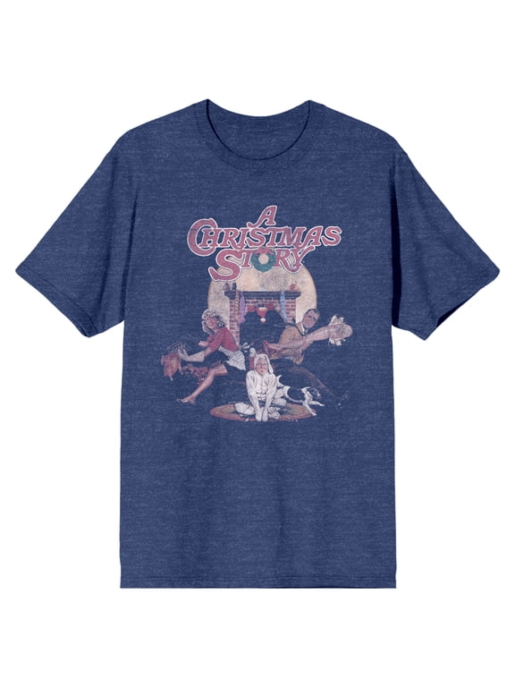 A Christmas Story Parker Family Key Art Men's Heather Navy T-shirt-XL