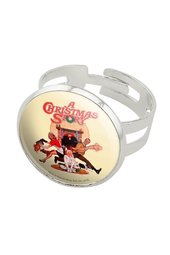 A Christmas Story Poster Silver Plated Adjustable Novelty Ring