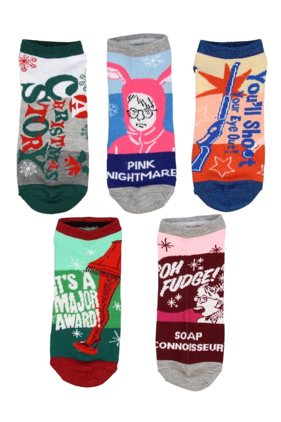 A Christmas Story Ralphie Ankle No Show Socks 5 Pair for Men or Women
