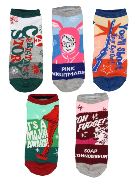 A Christmas Story Ralphie Ankle No Show Socks 5 Pair for Men or Women