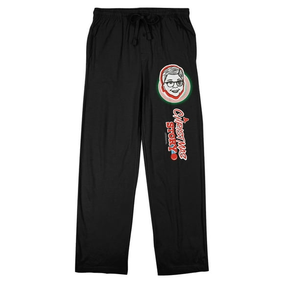 A Christmas Story Ralphie Character Head Men's Black Sleep Pajama Pants-XL