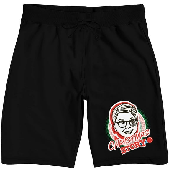 A Christmas Story Ralphie Men's Black Sleep Pajama Shorts-Large
