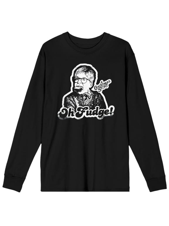 A Christmas Story Ralphie Oh, Fudge! Men's Black Long Sleeve Shirt-S