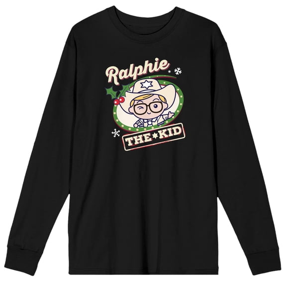 A Christmas Story Ralphie the Kid Men's Black Long Sleeve Shirt-L