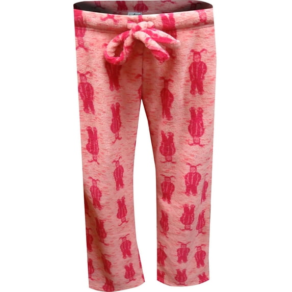 A Christmas Story Womens Christmas Story Ralphie Pink Bunny Plush Junior Cut Lounge Pants (Small)