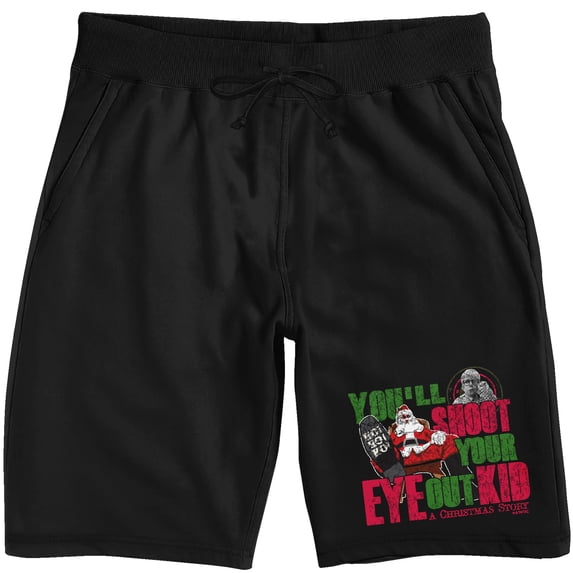 A Christmas Story You'll Shoot Your Eye Out Kid Men's Black Sleep Pajama Shorts-3XL