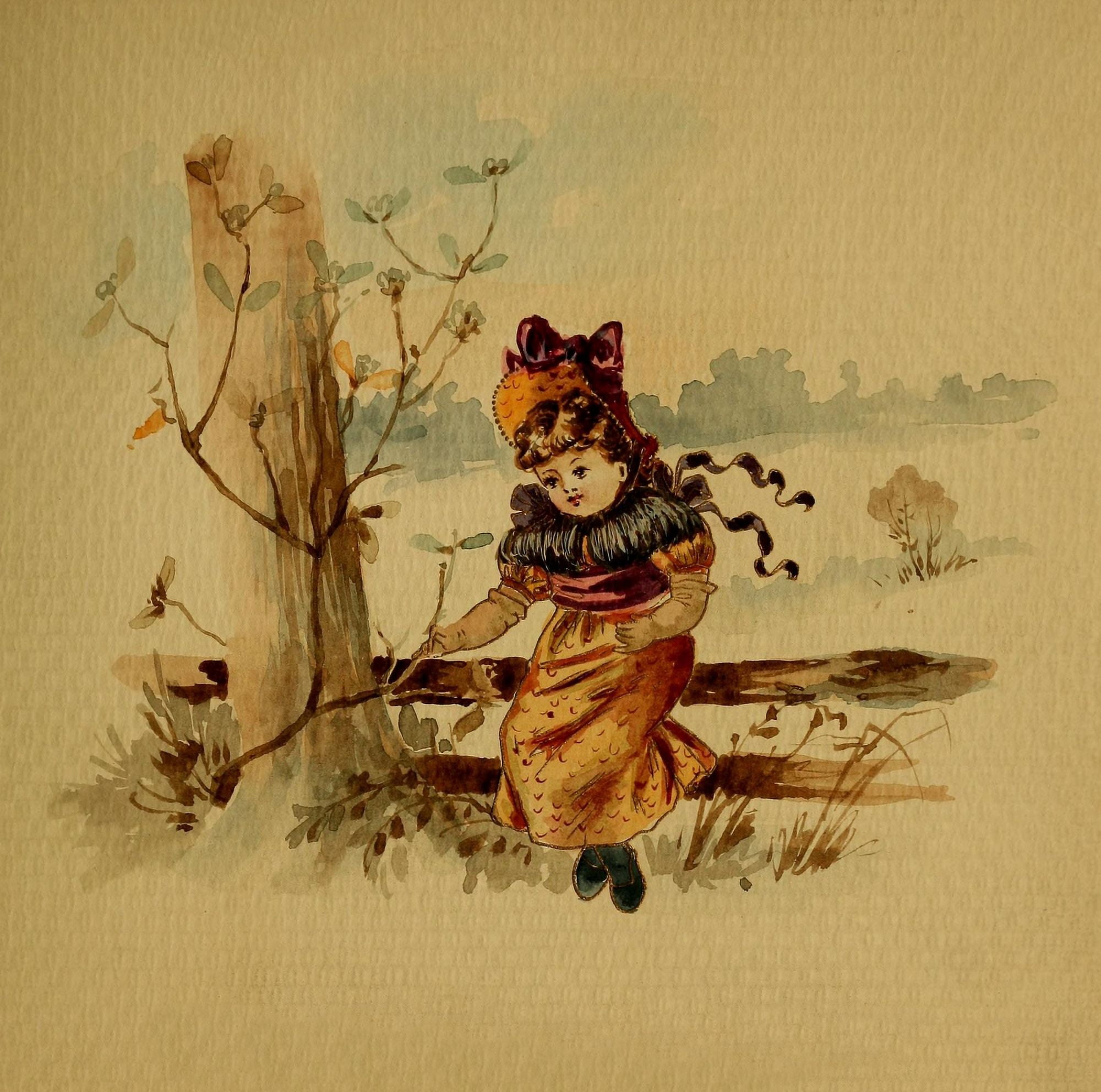 A Christmas Sunbeam 1887 Girl in field Canvas Art - Annie C McQueen (18 x 24)